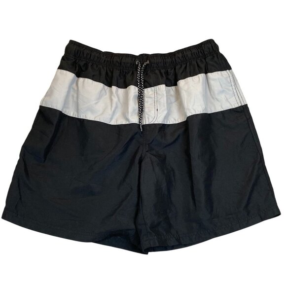 OP Mens Swim Shorts XL Black & Gray Polyester Drawstring Elastic Waist - Picture 1 of 10